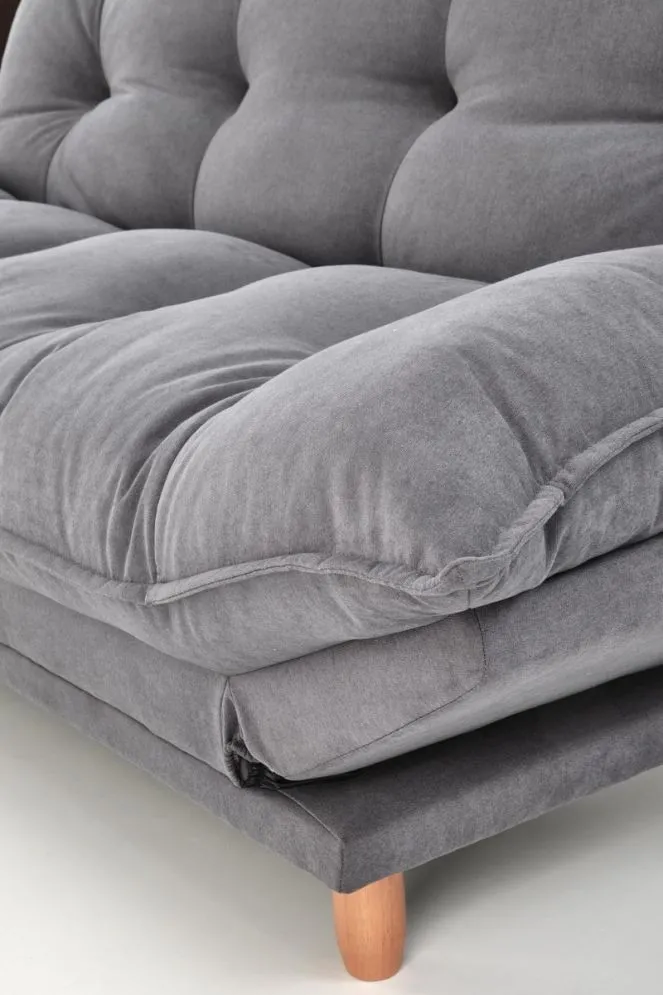 Sofa rozkładana z funkcją spania PILLOW szara na drewnianych nogach I sklep meblowy MIRAT.