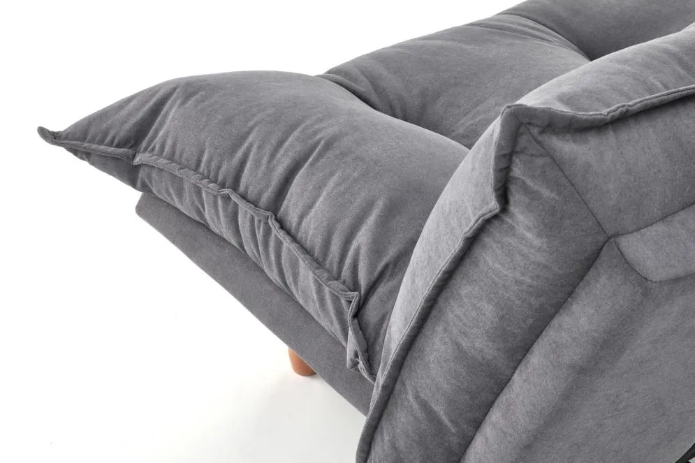 Sofa rozkładana z funkcją spania PILLOW szara na drewnianych nogach I sklep meblowy MIRAT.