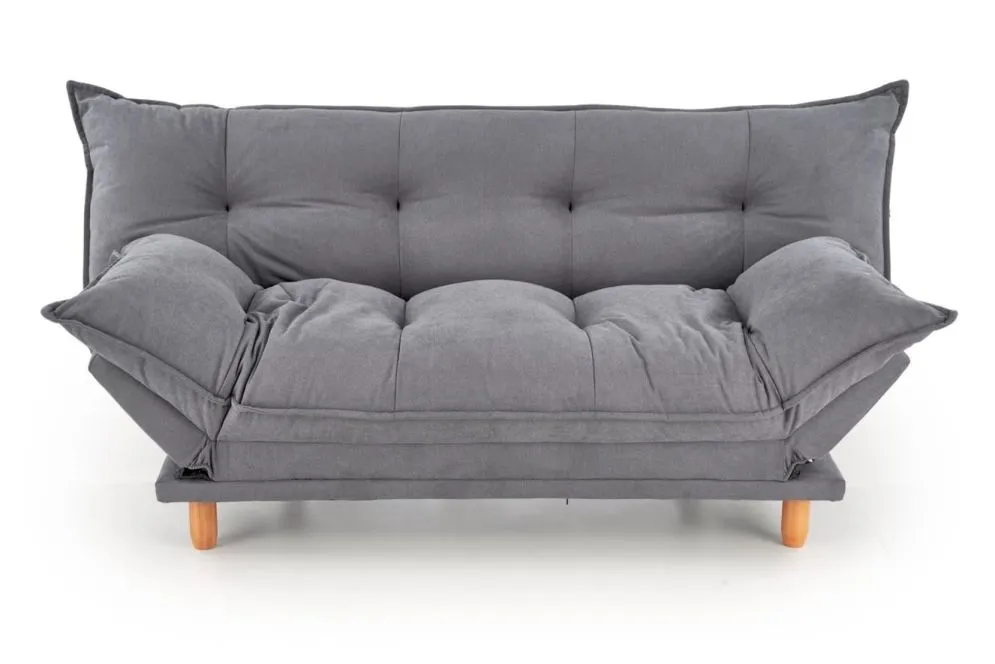 Sofa rozkładana z funkcją spania PILLOW szara na drewnianych nogach I sklep meblowy MIRAT.
