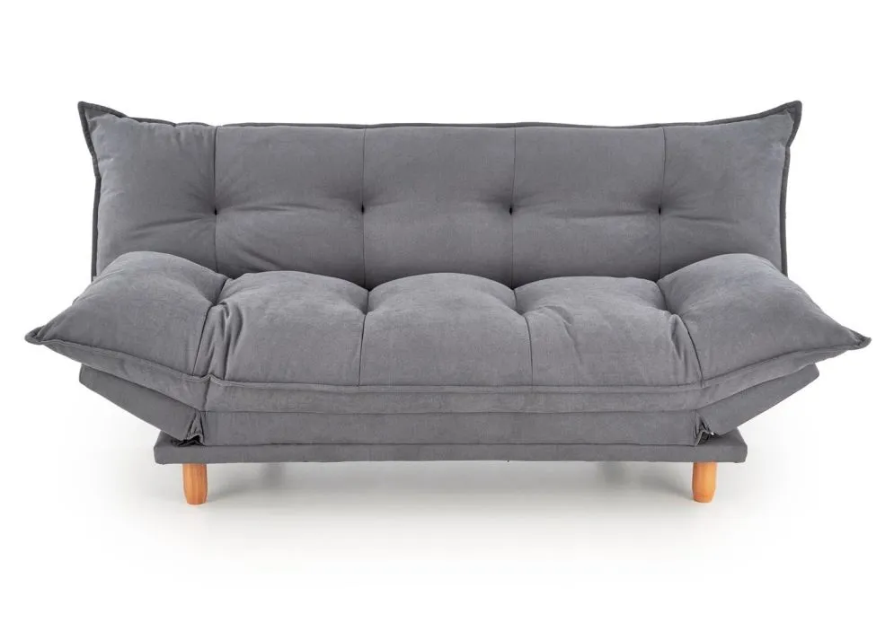 Sofa rozkładana z funkcją spania PILLOW szara na drewnianych nogach I sklep meblowy MIRAT.