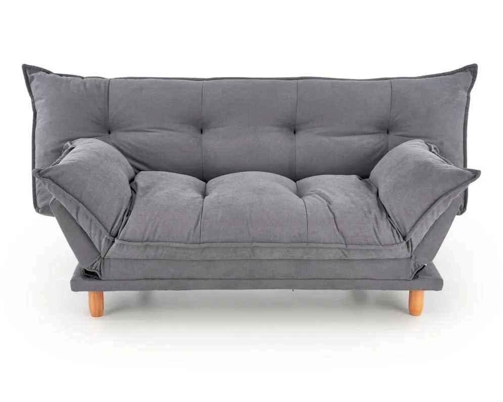 Sofa rozkładana z funkcją spania PILLOW szara na drewnianych nogach I sklep meblowy MIRAT.