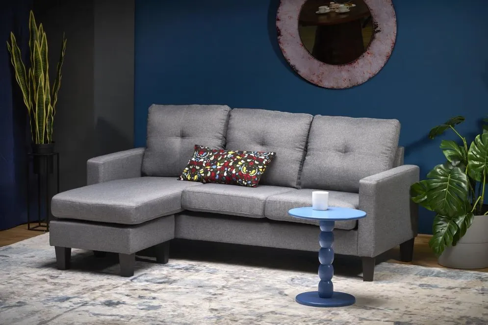 Sofa GERSON szara z podnóżkiem 3-osobowa I sklep meblowy MIRAT.
