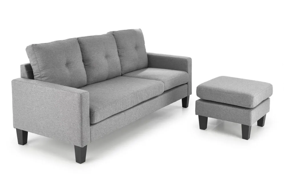 Sofa GERSON szara z podnóżkiem 3-osobowa I sklep meblowy MIRAT.