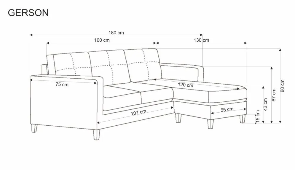 Sofa GERSON beżowa z podnóżkiem na nóżkach I sklep meblowy MIRAT.