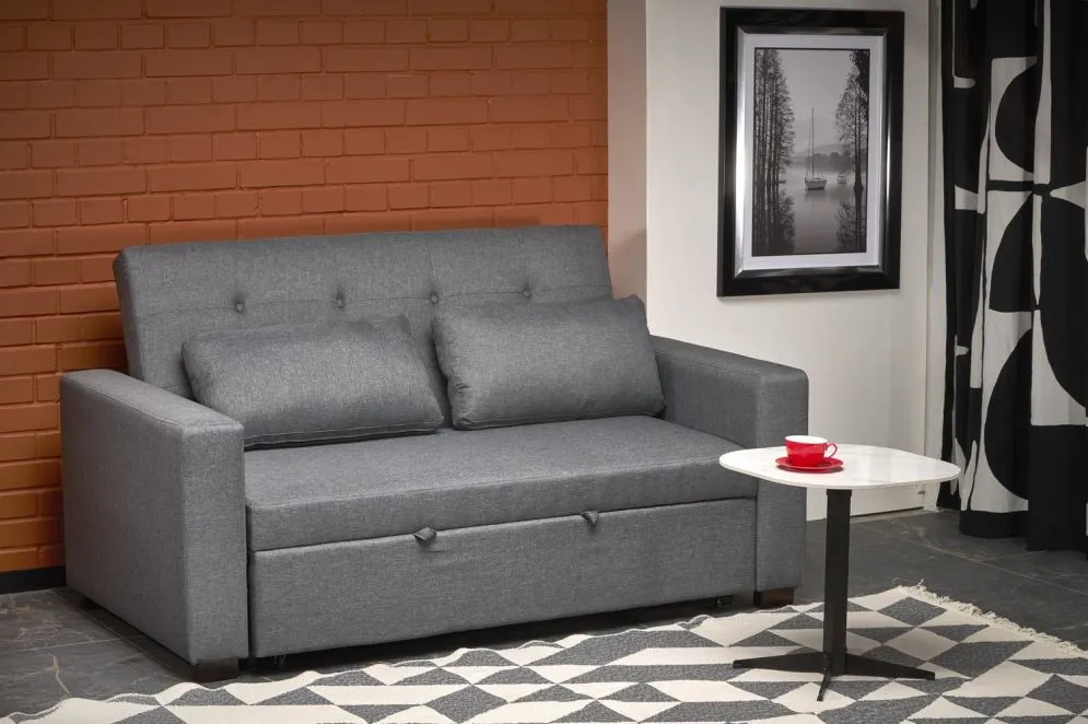 Sofa rozkładana z funkcją spania PAULINIO szara pikowana I sklep meblowy MIRAT.