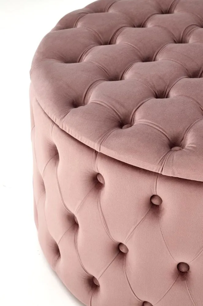 Pufa NUNEZ VELVET różowa ze schowkiem pikowana I sklep meblowy MIRAT. styl GLAMOUR