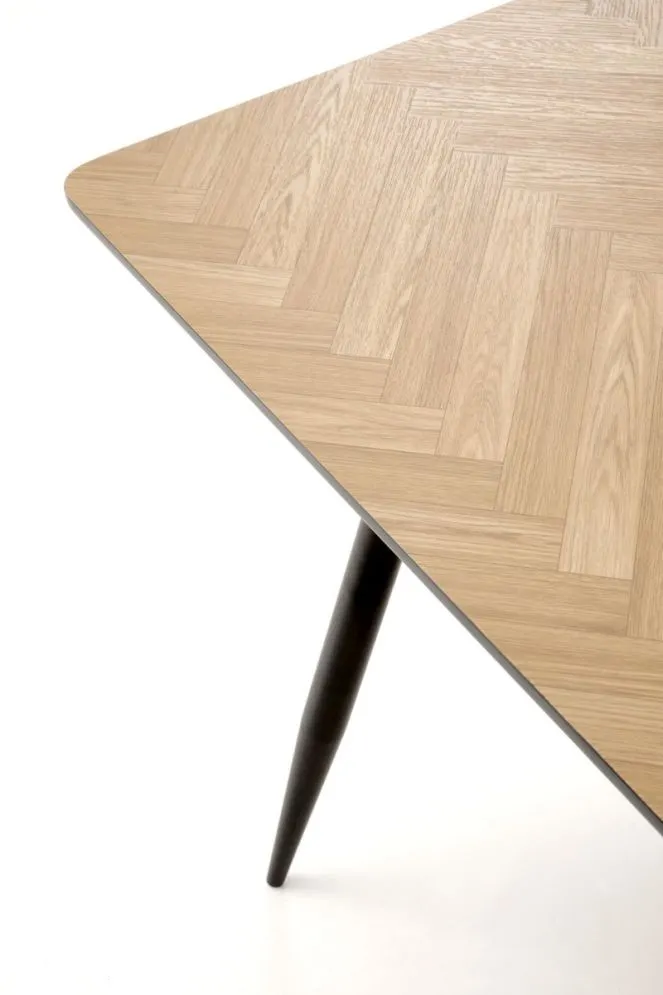 Stół BERTO 120x80 dąb naturalny/czarny w jodełkę I sklep meblowy MIRAT.