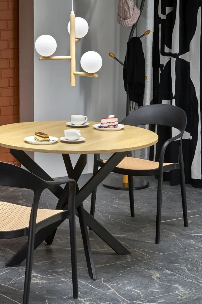 Stół okrągły EDGAR 100x100 dąb złoty/czarny loftowy I sklep meblowy MIRAT. styl LOFT