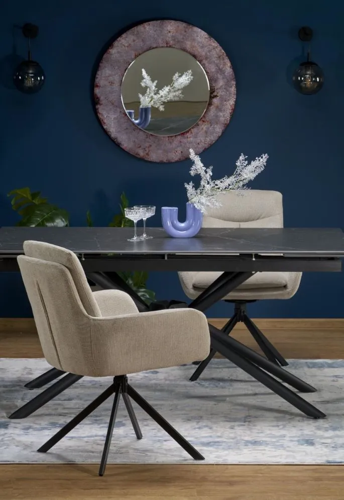 Stół rozkładany VITORINO 160(220)x90 czarny marmur w stylu loftowym I sklep meblowy MIRAT. styl LOFT