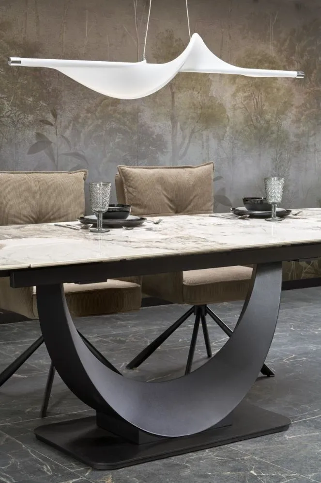 Stół rozkładany FERNANDO 160(240)x92 beżowy marmur/czarny designerski I sklep meblowy MIRAT. styl LOFT