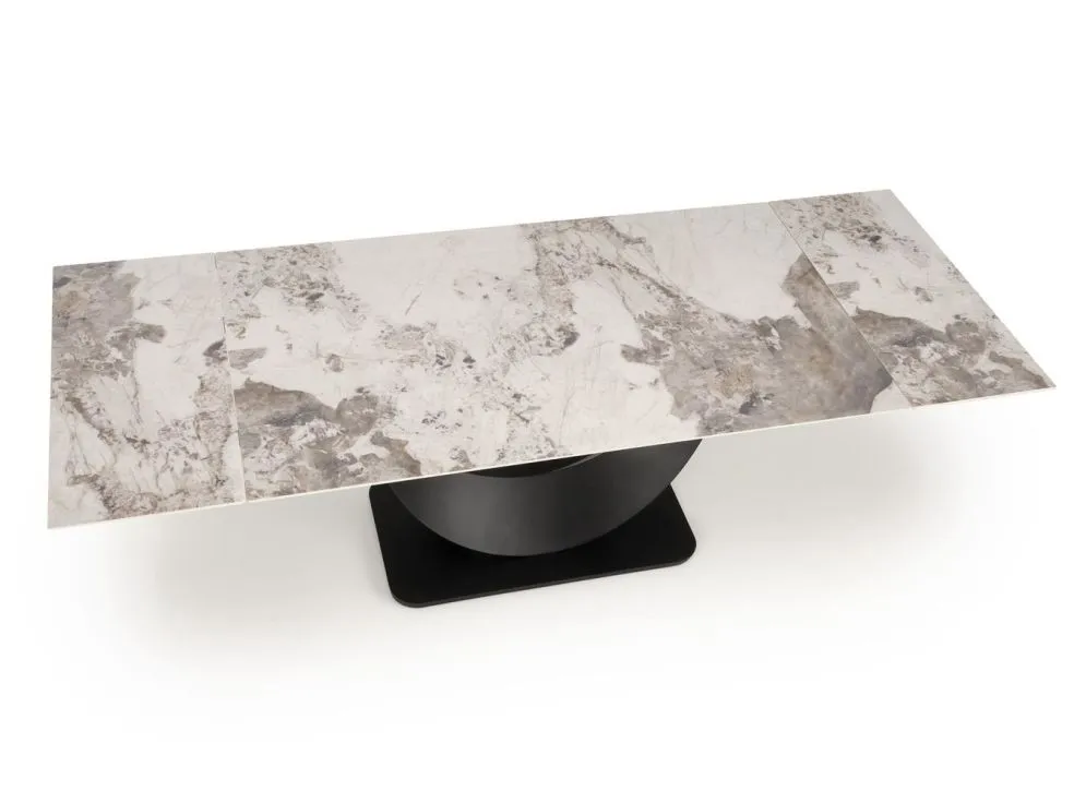 Stół rozkładany FERNANDO 160(240)x92 beżowy marmur/czarny designerski I sklep meblowy MIRAT. styl LOFT