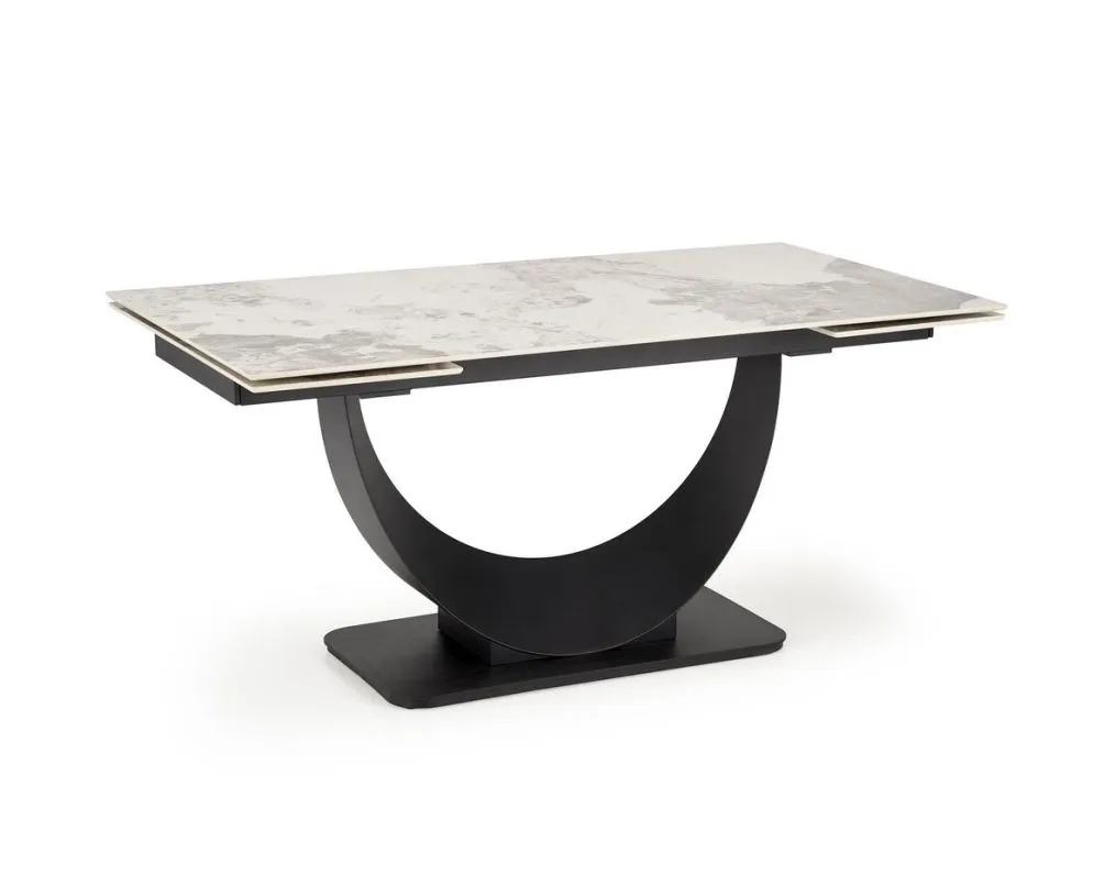 Stół rozkładany FERNANDO 160(240)x92 beżowy marmur/czarny designerski I sklep meblowy MIRAT. styl LOFT