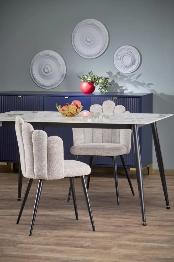 Stół EMILIO 120x80 biały marmur/czarny glamour I sklep meblowy MIRAT. styl GLAMOUR