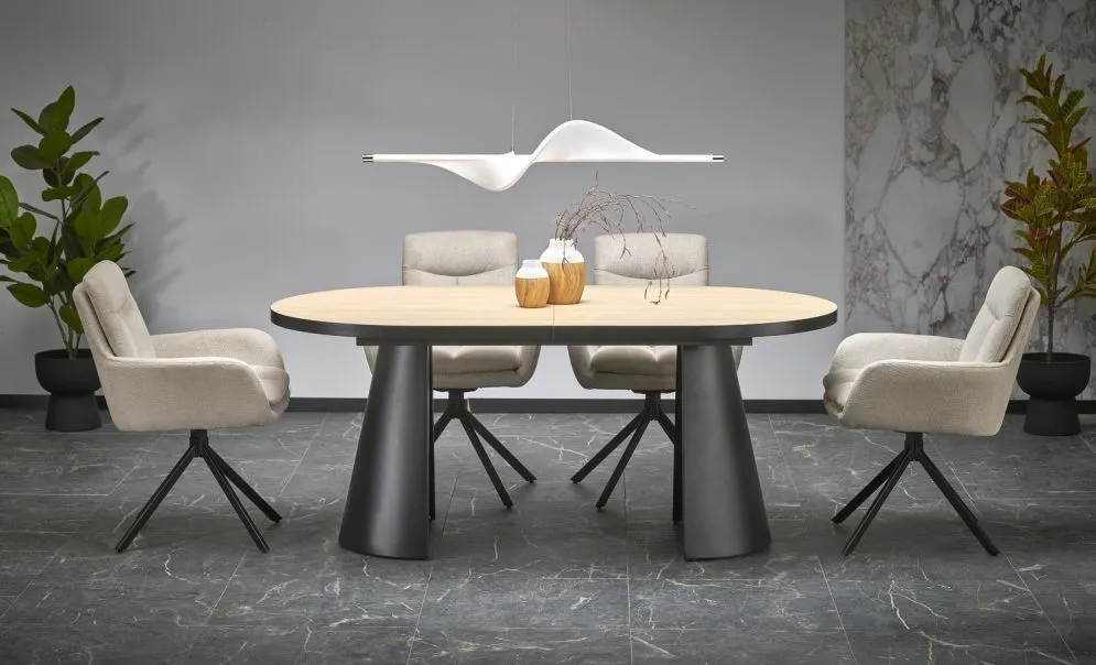 Stół rozkładany GIACOMO dąb naturalny/czarny loftowy I sklep meblowy MIRAT. styl LOFT
