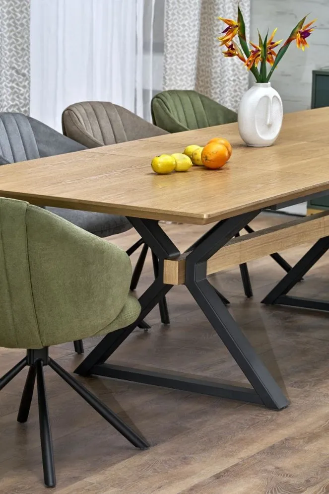 Stół rozkładany HENRY 180(300)x100 dąb naturalny/czarny 12-osobowy I sklep meblowy MIRAT. styl LOFT