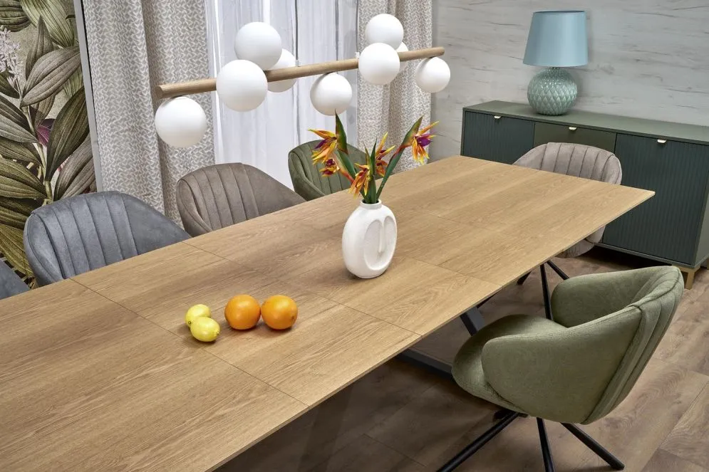 Stół rozkładany HENRY 180(300)x100 dąb naturalny/czarny 12-osobowy I sklep meblowy MIRAT. styl LOFT