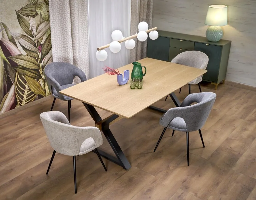 Stół rozkładany HENRY 180(300)x100 dąb naturalny/czarny 12-osobowy I sklep meblowy MIRAT. styl LOFT