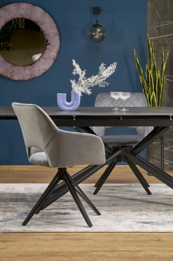 Krzesło tapicerowane K535 szare obracane na metalowych nogach I sklep meblowy MIRAT. styl GLAMOUR, LOFT