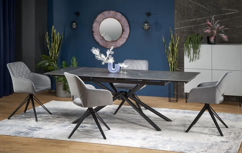 Krzesło tapicerowane K535 szare obracane na metalowych nogach I sklep meblowy MIRAT. styl GLAMOUR, LOFT