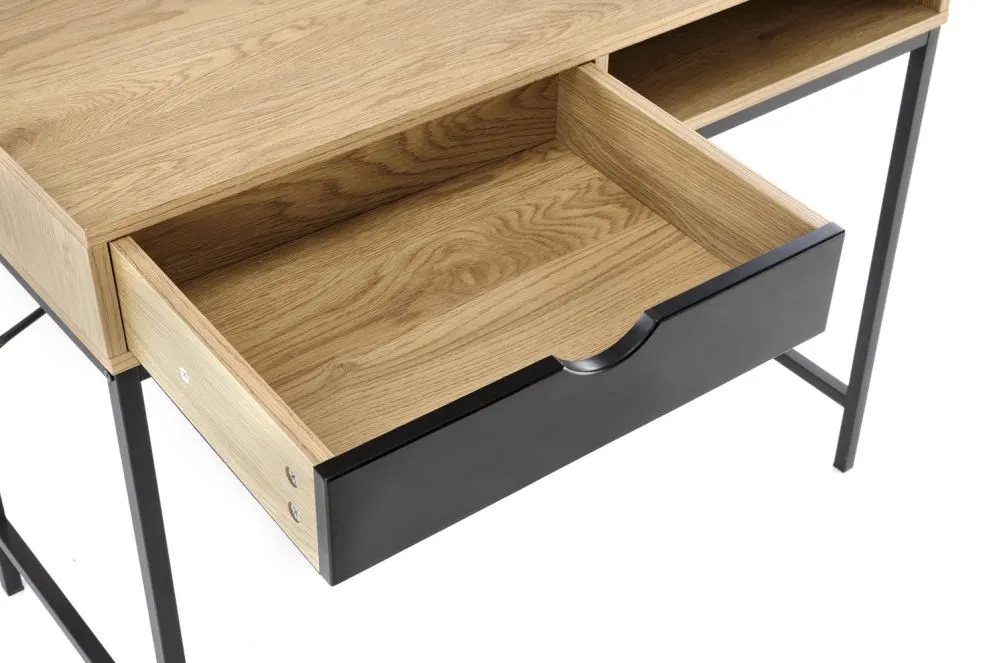 Biurko B-50 dąb złoty/czarne z szufladą I sklep meblowy MIRAT. styl LOFT