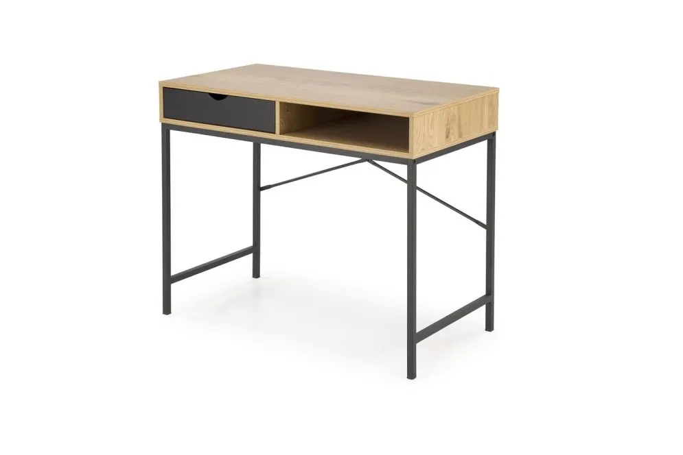 Biurko B-50 dąb złoty/czarne z szufladą I sklep meblowy MIRAT. styl LOFT