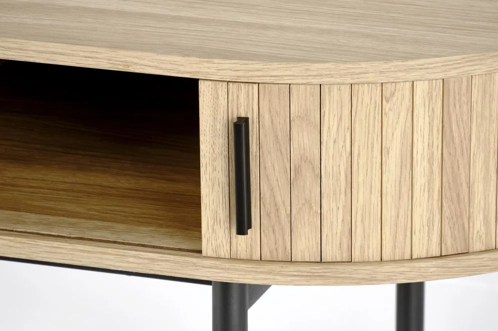 Biurko B51 dąb naturalny/czarne owalne I sklep meblowy MIRAT. styl LOFT, SKANDYNAWSKI