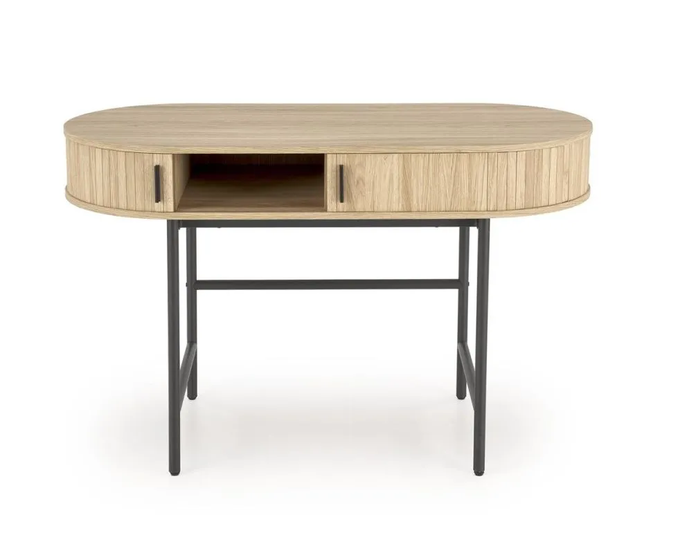 Biurko B51 dąb naturalny/czarne owalne I sklep meblowy MIRAT. styl LOFT, SKANDYNAWSKI