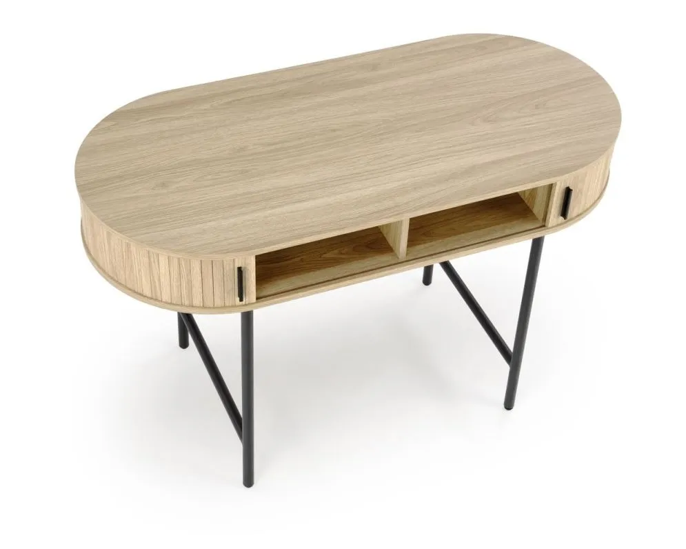 Biurko B51 dąb naturalny/czarne owalne I sklep meblowy MIRAT. styl LOFT, SKANDYNAWSKI