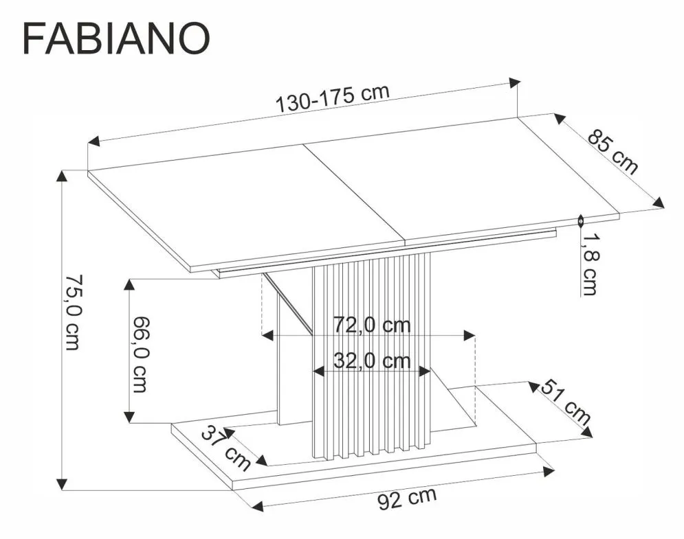 Stół rozkładany FABIANO 130(175)x85 dąb wotan/czarny lamele I sklep meblowy MIRAT.