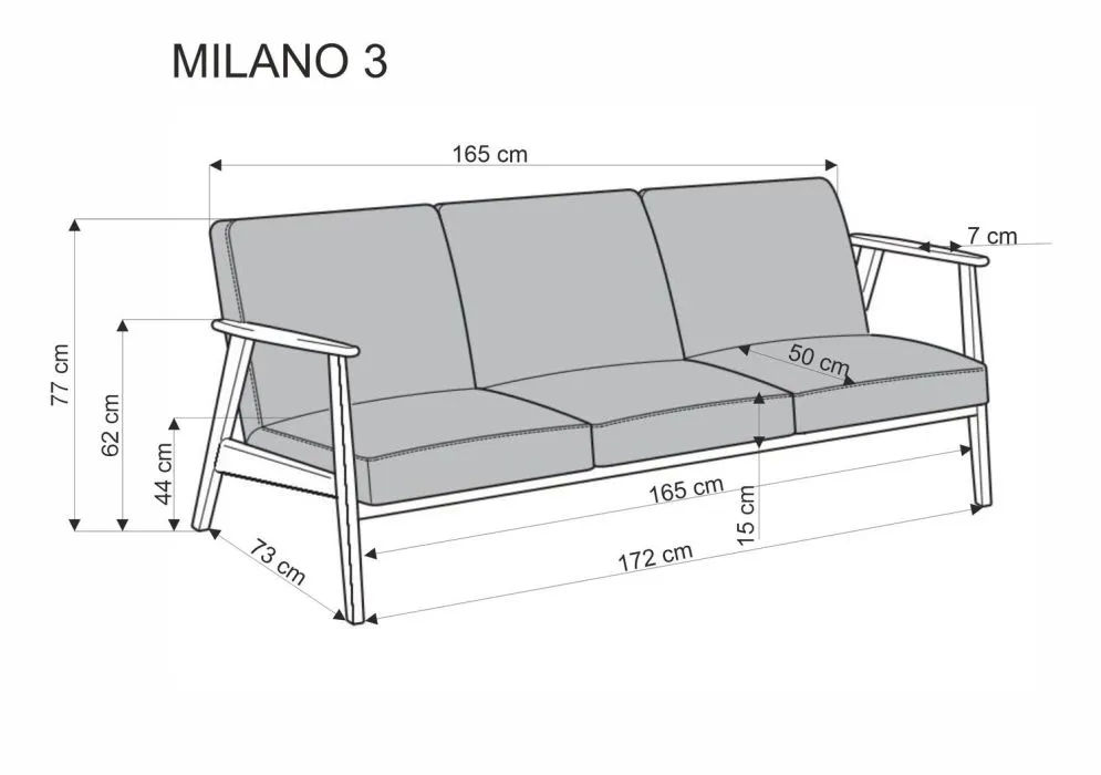 Sofa MILANO 3S jasna beżowa/orzech trzyosobowa do salonu I sklep meblowy MIRAT. styl SKANDYNAWSKI, VINTAGE