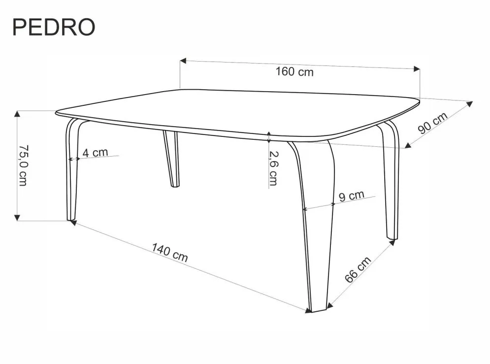 Stół PEDRO 160x90 orzech/czarny drewniany I sklep meblowy MIRAT.