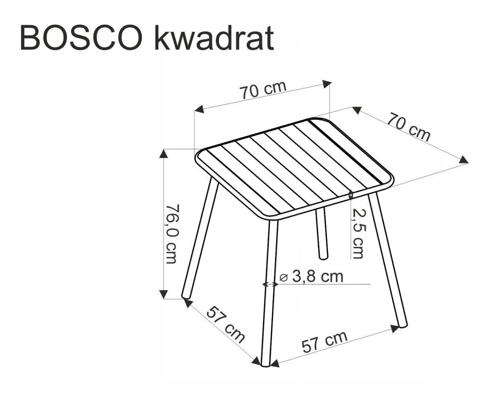 Stolik ogrodowy BOSCO 70x70 czarny 4-osobowy I sklep meblowy MIRAT.