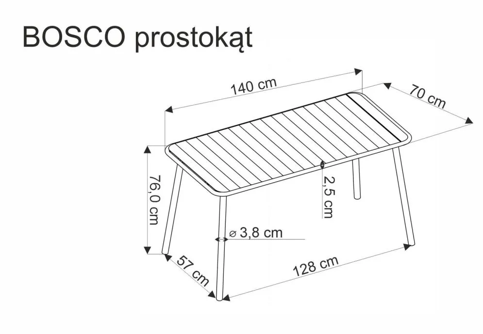 Stół ogrodowy BOSCO 70x140 biały metalowy I sklep meblowy MIRAT.