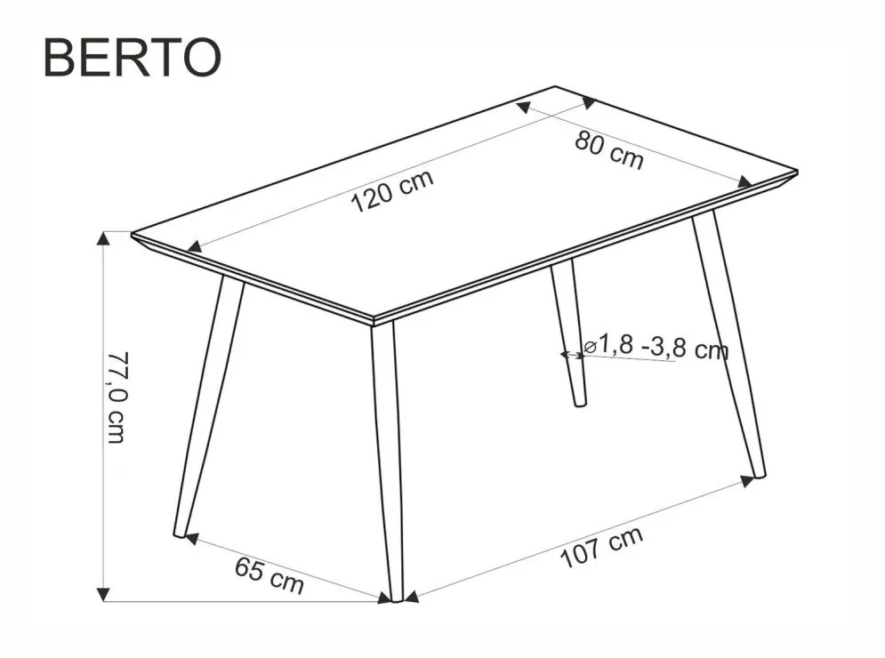 Stół BERTO 120x80 dąb naturalny/czarny w jodełkę I sklep meblowy MIRAT.