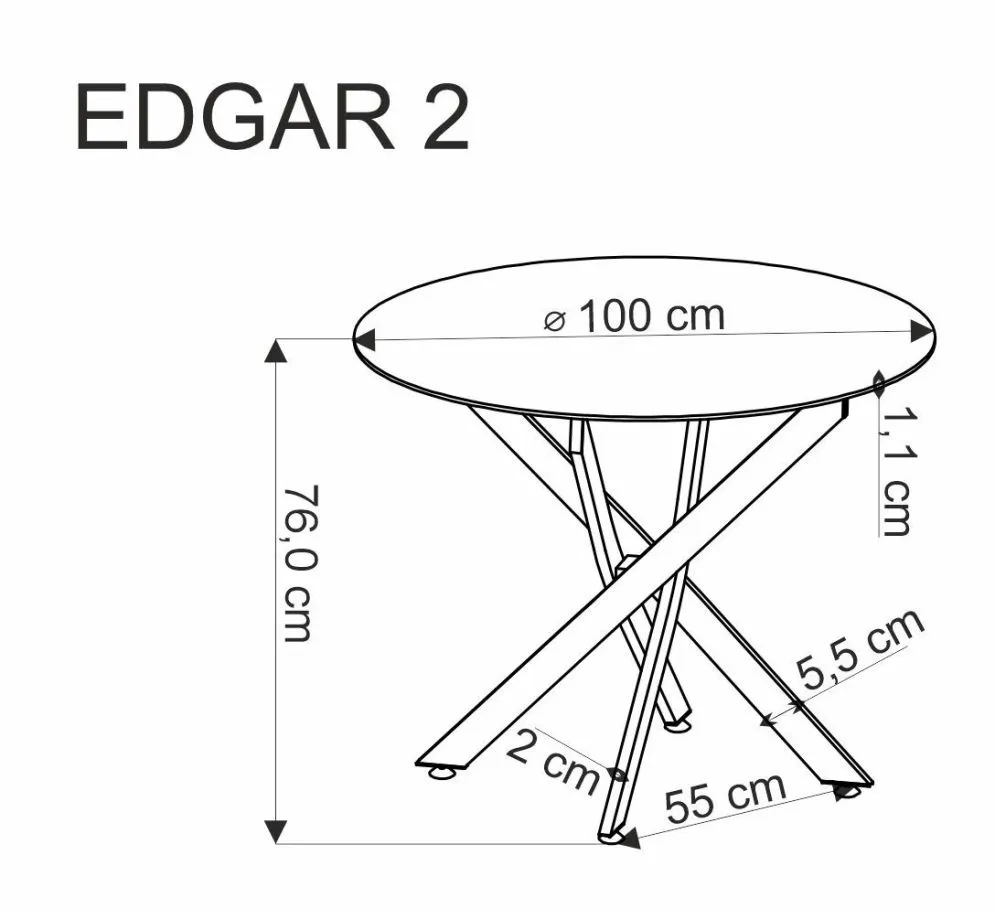 Stół okrągły EDGAR 2 100x100 biały marmur/czarny nierozkładany I sklep meblowy MIRAT. styl GLAMOUR, LOFT