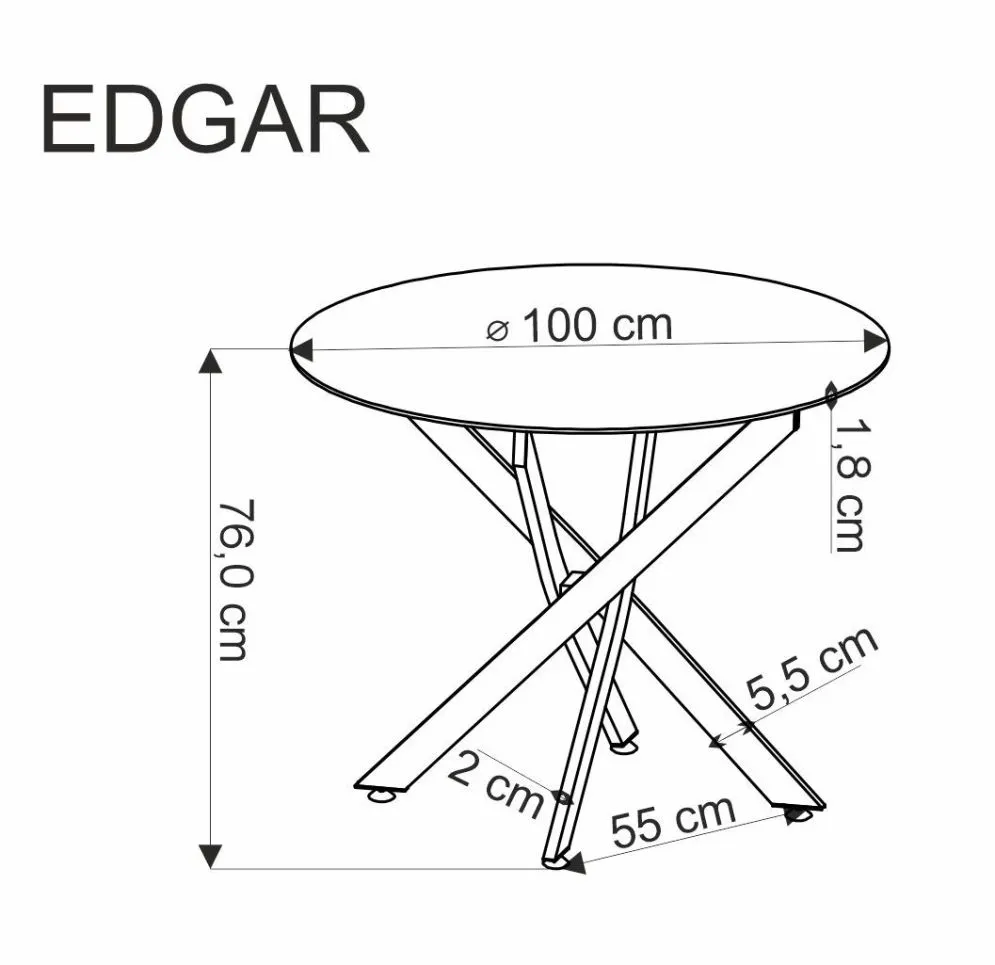 Stół okrągły EDGAR 100x100 dąb złoty/czarny loftowy I sklep meblowy MIRAT. styl LOFT