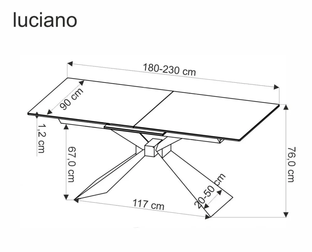 Stół rozkładany LUCIANO 180(230)x90 niebieski marmur/czarny na metalowej podstawie I sklep meblowy MIRAT. styl LOFT