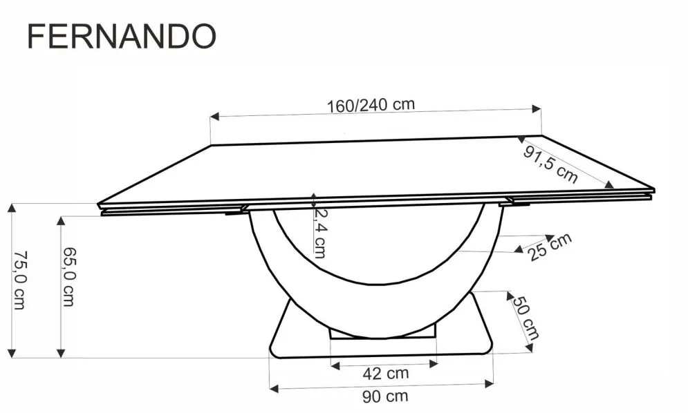Stół rozkładany FERNANDO 160(240)x92 beżowy marmur/czarny designerski I sklep meblowy MIRAT. styl LOFT