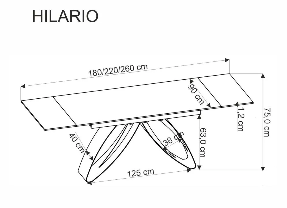 Stół rozkładany HILARIO 180(260)x90 czarny marmur/czarny w loftowym stylu I sklep meblowy MIRAT. styl GLAMOUR, LOFT