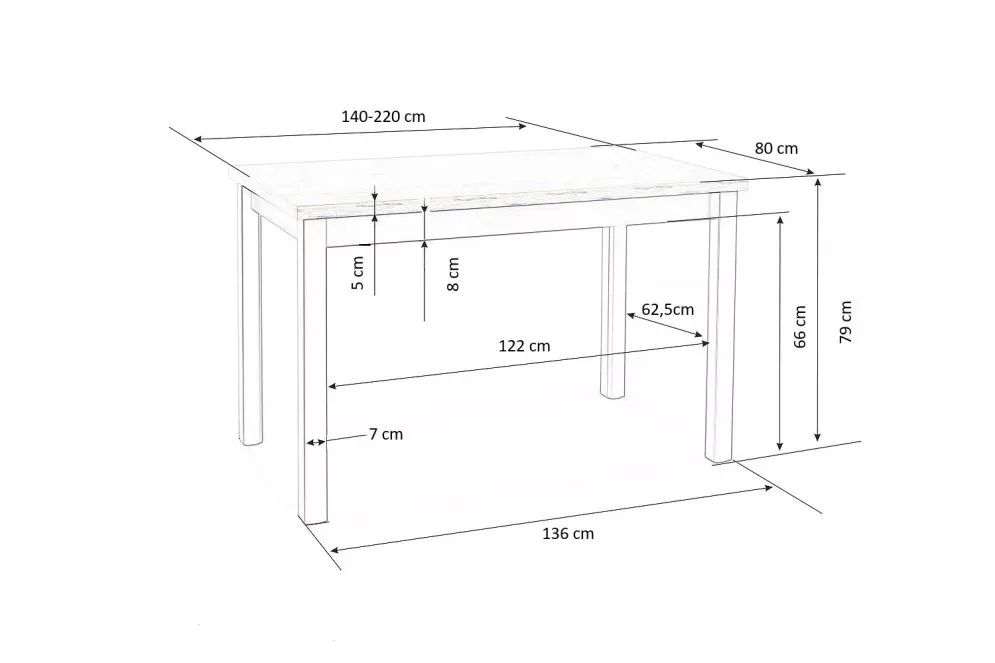 Stół TIAGO 2 140(220)x80 dąb craft rozkładany I sklep meblowy MIRAT.