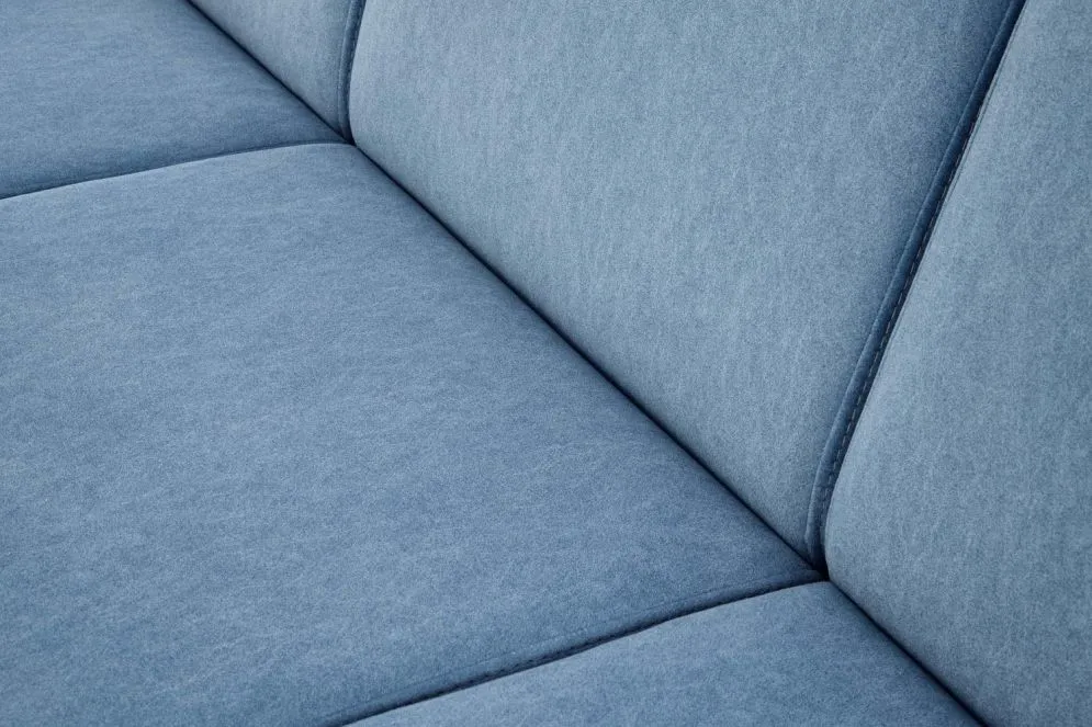 Sofa MILANO 3S niebieska/orzech trzyosobowa PRL I sklep meblowy MIRAT. styl SKANDYNAWSKI, VINTAGE