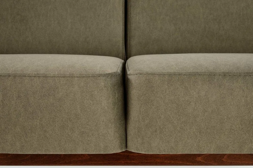 Sofa MILANO 3S oliwkowa/orzech trzyosobowa w stylu vintage I sklep meblowy MIRAT. styl SKANDYNAWSKI, VINTAGE