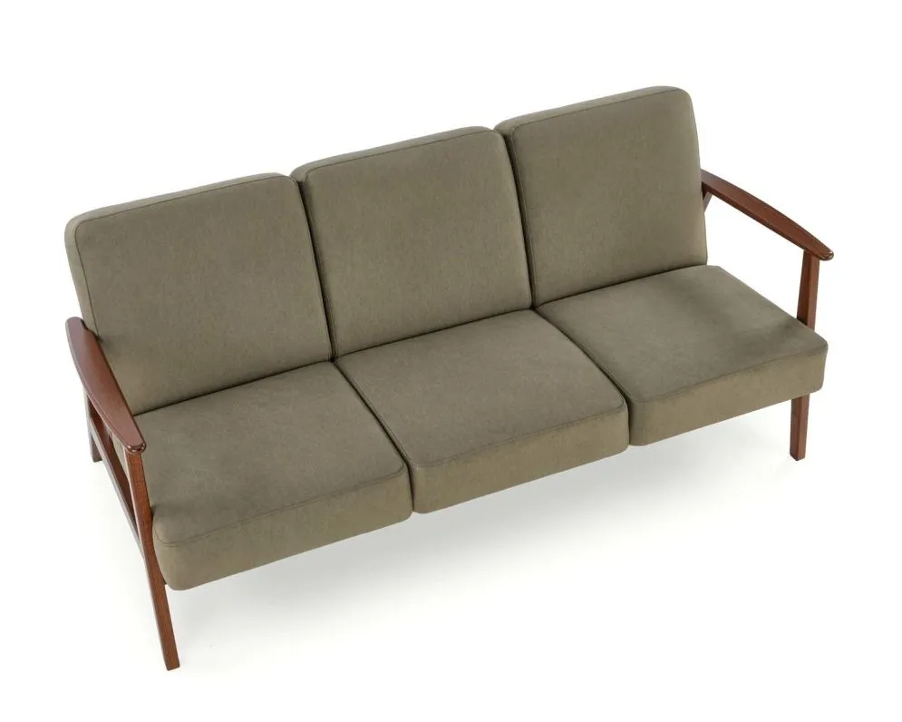 Sofa MILANO 3S oliwkowa/orzech trzyosobowa w stylu vintage I sklep meblowy MIRAT. styl SKANDYNAWSKI, VINTAGE