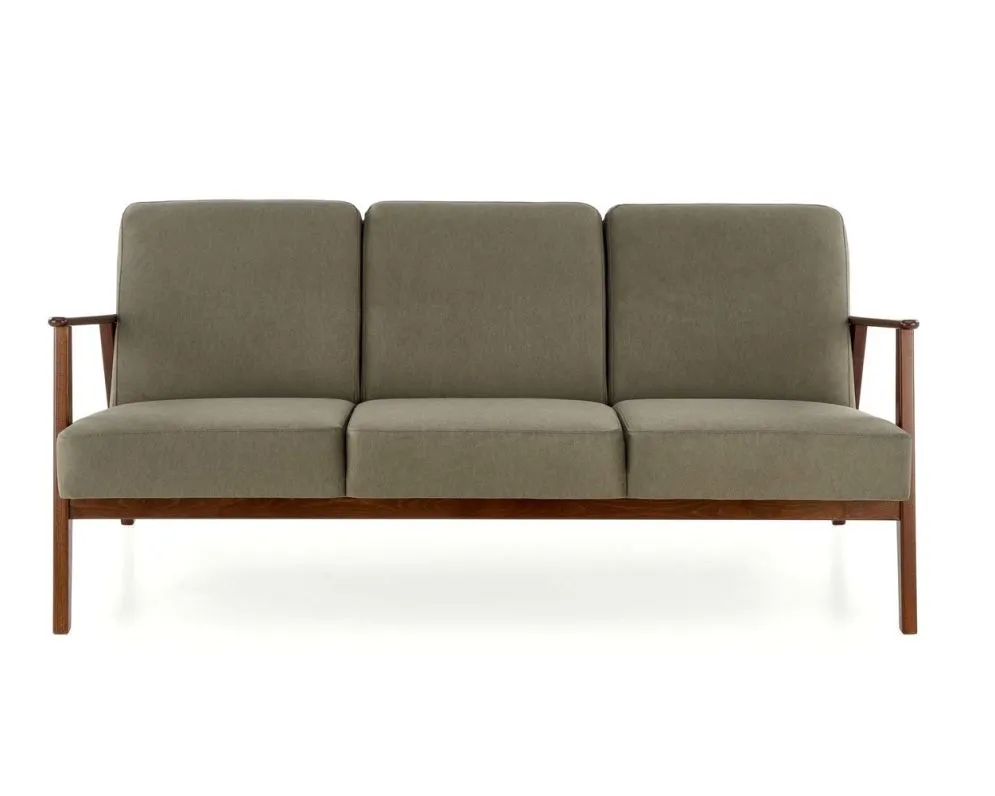 Sofa MILANO 3S oliwkowa/orzech trzyosobowa w stylu vintage I sklep meblowy MIRAT. styl SKANDYNAWSKI, VINTAGE