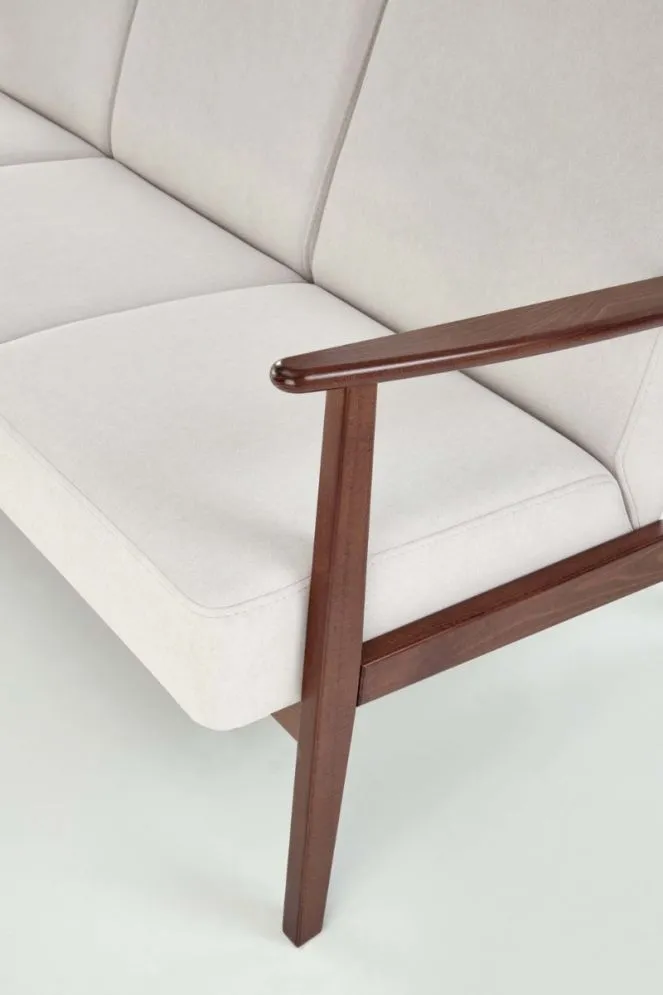 Sofa MILANO 3S jasna beżowa/orzech trzyosobowa do salonu I sklep meblowy MIRAT. styl SKANDYNAWSKI, VINTAGE