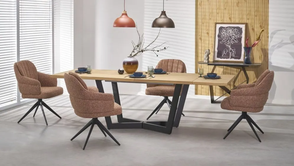 Prostokątny stół rozkładany MASSIVE 2 160(250)x90 dąb naturalny/czarny I sklep meblowy MIRAT. styl LOFT