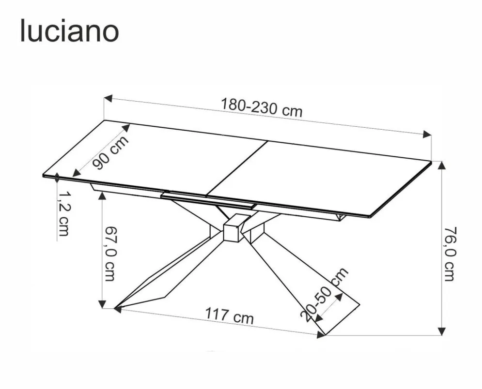 Ceramiczny stół rozkładany LUCIANO 180(230)x90 biały marmur/czarny I sklep meblowy MIRAT. styl LOFT