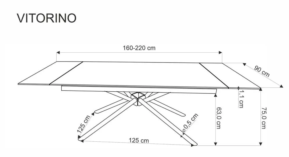 Stół rozkładany VITORINO 160(220)x90 biały marmur glamour I sklep meblowy MIRAT.