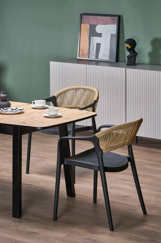 Stół rozkładany BARRIL 130(170)x80 dąb artisan/czarny loftowy I sklep meblowy MIRAT. styl LOFT