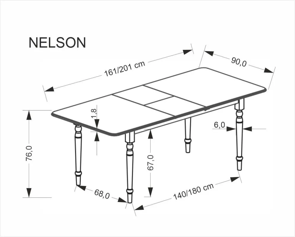 Stół rozkładany NELSON 160(200)x90 biały do kuchni I sklep meblowy MIRAT. styl SKANDYNAWSKI